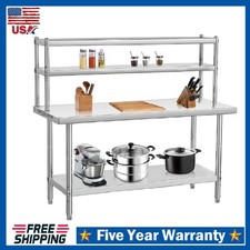 48"x24" Stainless Steel Work Table with Overshelf Commercial Prep Table Kitchen