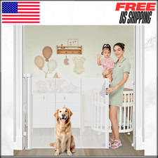 Retractable Baby Dog Pet Mesh Gate Indoor Outdoor White Extra Tall 42" To 60"