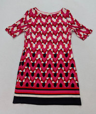 Eliza J Women's Dress Size 10 Pink Print Shift 3/4 Sleeve Stretch
