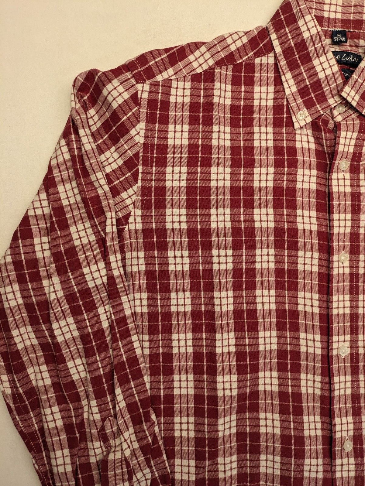 Rover & Lakes Herren Hemd Gr. M 39/40 rot kariert langarm Baumwolle Button Down image 3