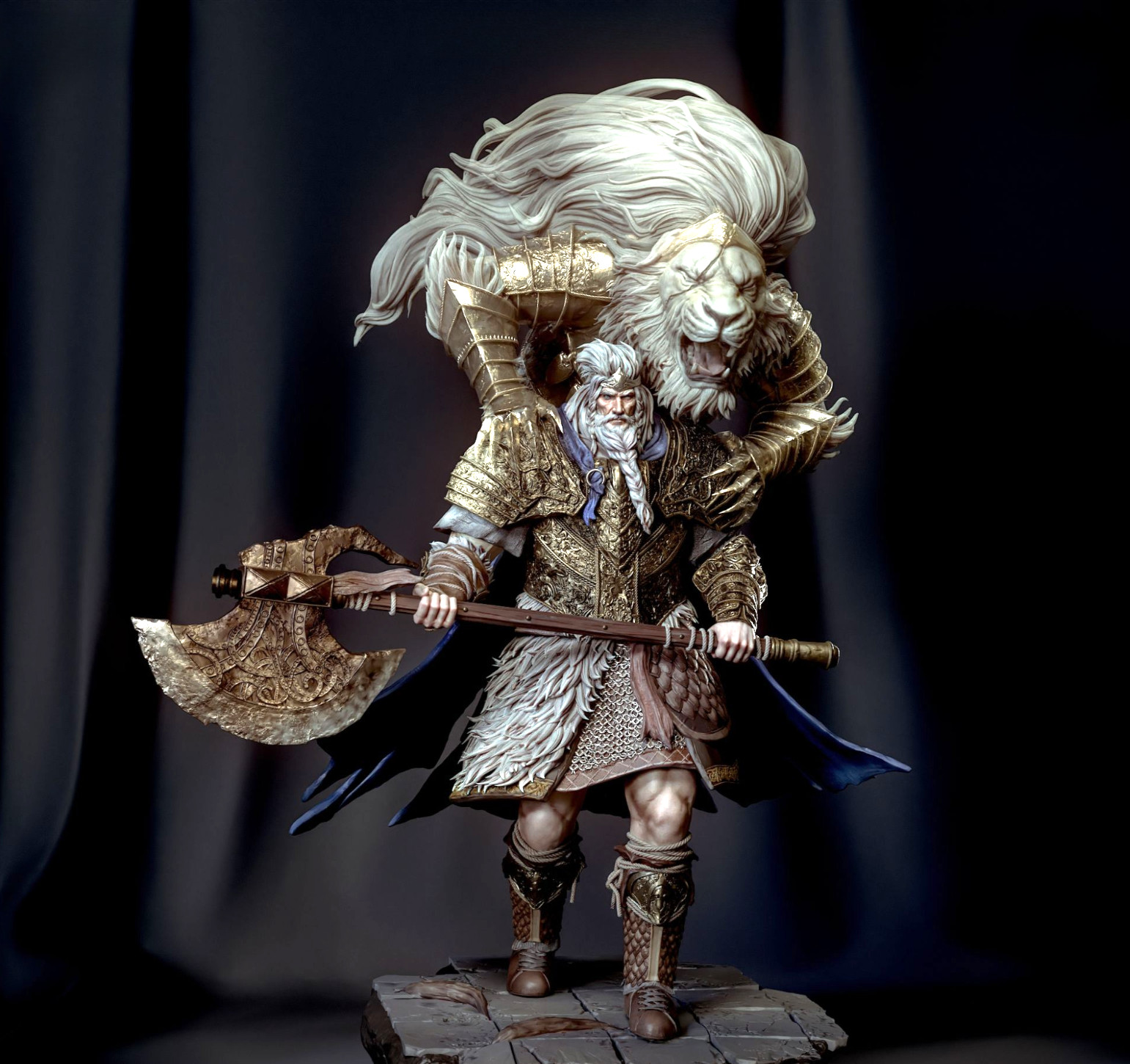 Statuette Godfrey Elden Ring 33cm Bulkamancer en résine grise brute de collection