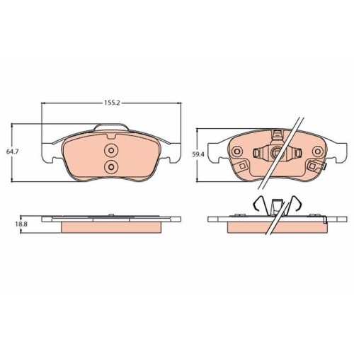 Plaquettes de frein TRW GDB2111 pour Fiat et Jeep essieu avant