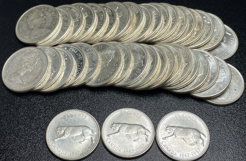 ONE 1967 Canada 80% Silver Quarter 25 Cent Coin