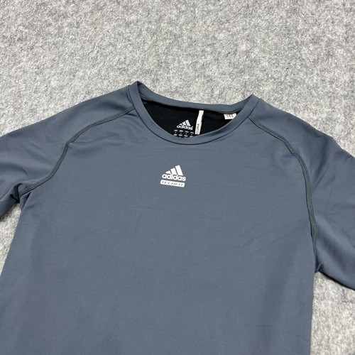 Adidas Techfit Climawarm Shirt Large Long Sleeve Gray Athletic Compression Top - Picture 3 of 12