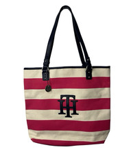 Tommy Hilfiger Pink Stripe Large Canvas Tote Bag