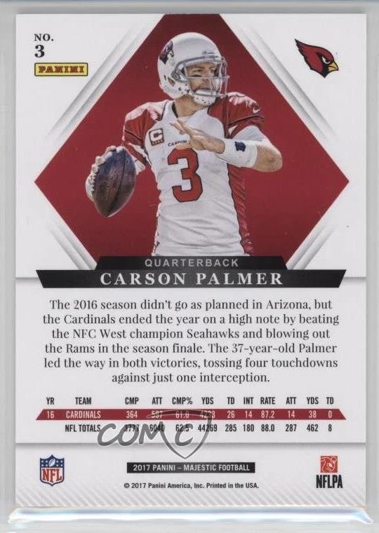 2017 Panini Majestic Gold /25 Carson Palmer #3 - Image 2 of 2