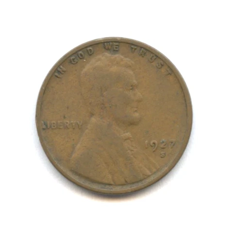 1927-S Lincoln Cent - Nice Fine Condition, Free Shipping