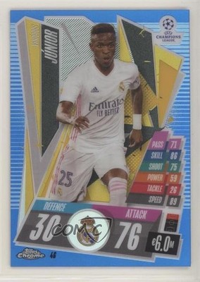 2020 Chrome Match Attax UEFA Champions League Blue Refractor Vinicius Junior 3a1