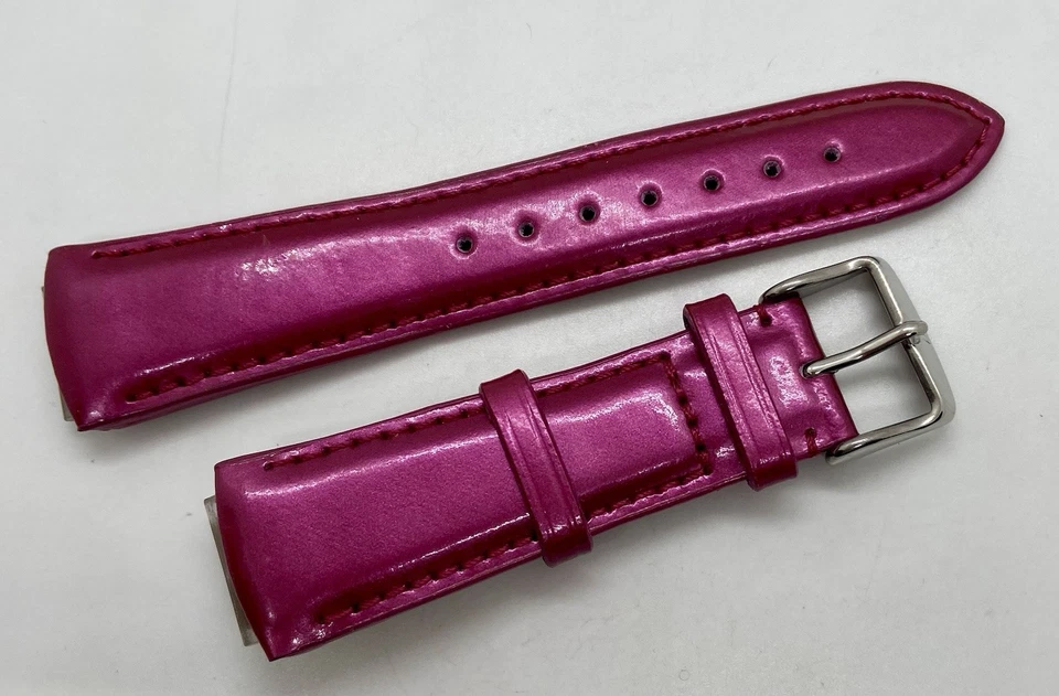 NUEVA TECHNOMARINE Correa de Reloj Cuero Genuino 17mm Brillo Brillante Fucsia Acolchada Foto 4 de 4