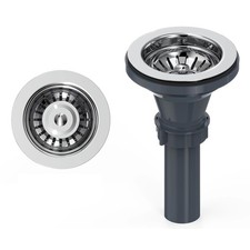 KANARY Kitchen Sink Drain Assembly Kit, with Drains 3-1/2 Inch Silver