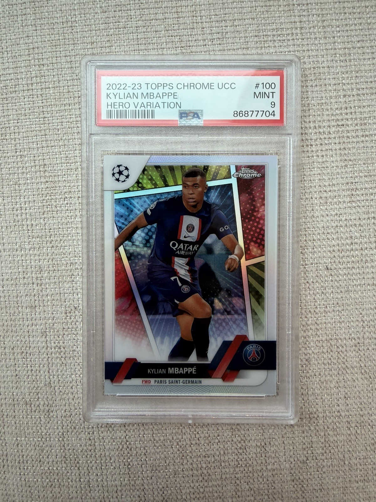 Kylian Mbappe 2022 Topps Chrome UEFA Club Competitions #100 Hero
