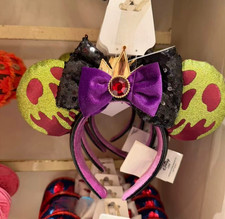 Disney Parks Evil Queen Poison Apple Snow White Halloween Minnie Ears Headband