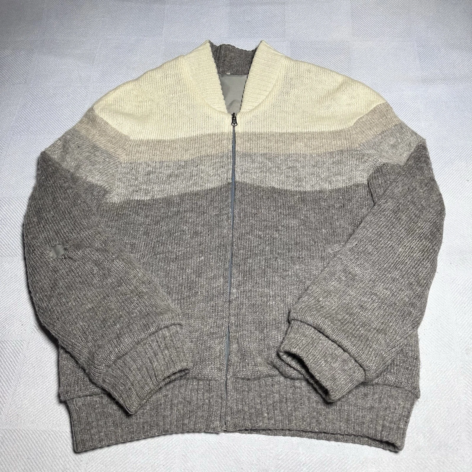 VTG 70s 80s Alafoss Icewool Bomber Jacket Mens Large Reversible Knit Windbreaker