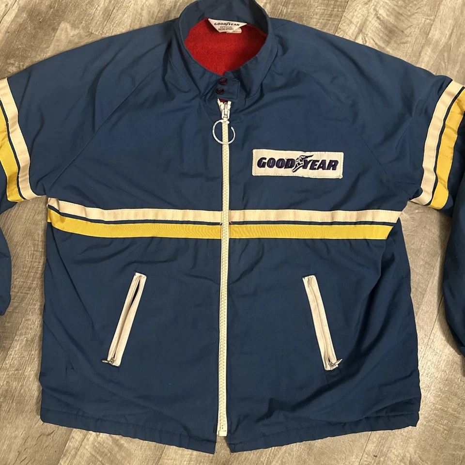 Chaqueta de Carreras Goodyear Oficial Forrada Años 70 De Colección - Talla L - Delantera y Trasera - RARA Foto 2 de 4