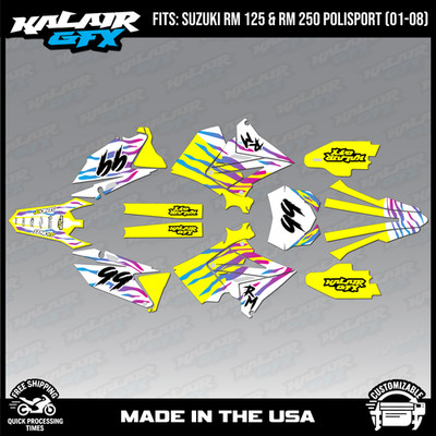 Graphics Kit for SUZUKI RM125 250 2001-08 POLISPORT RESTYLE Raid - MAGENTA
