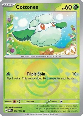 NM SV: Prismatic Evolutions Holo Cottonee (Poke Ball Pattern) 007/131