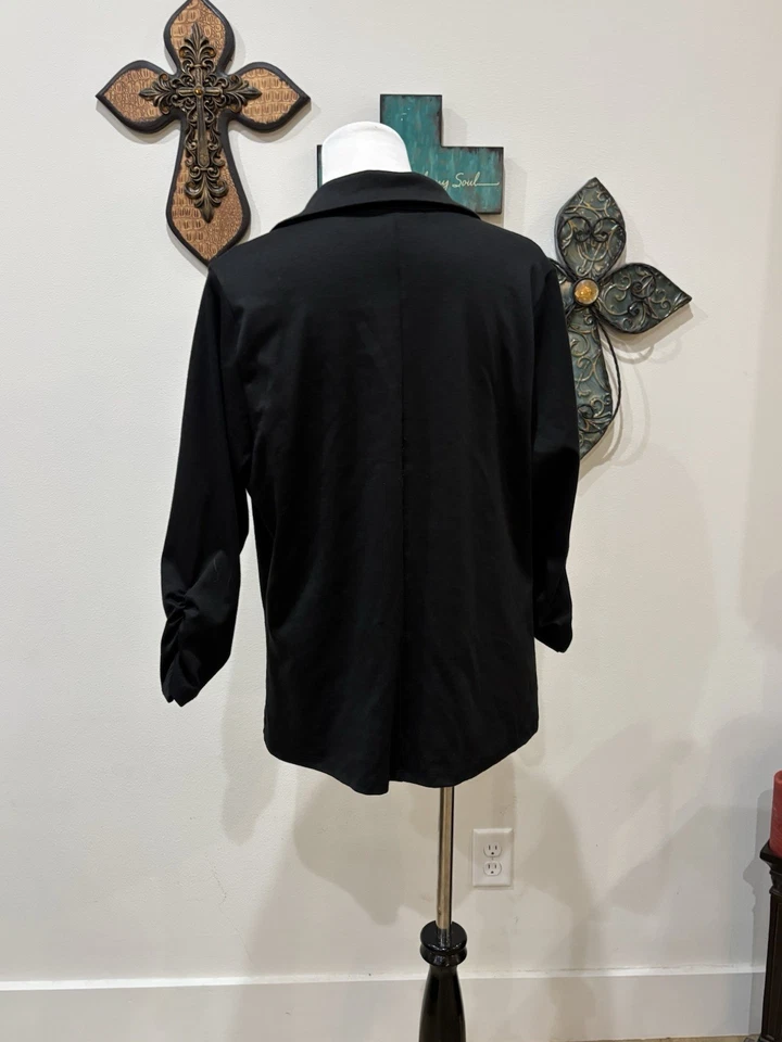 Blazer mujer híbrido talla xl negro manga 3/4 1 botón delantero Foto 3 de 4