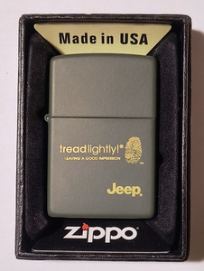 ZIPPO 2000 JEEP TREAD LIGHTLY GREEN MATTE  LIGHTER SEALED IN BOX 