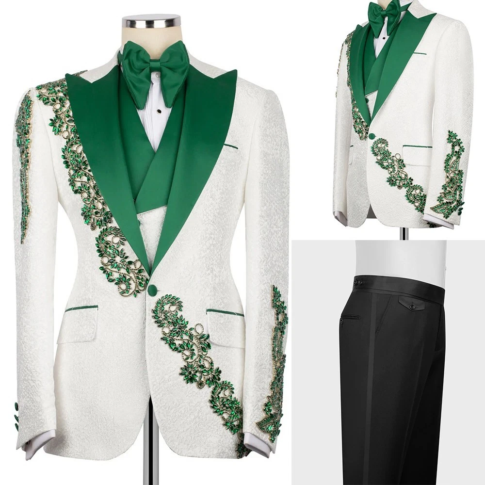 Luxury Beading Men Suits Slim Fit Formal