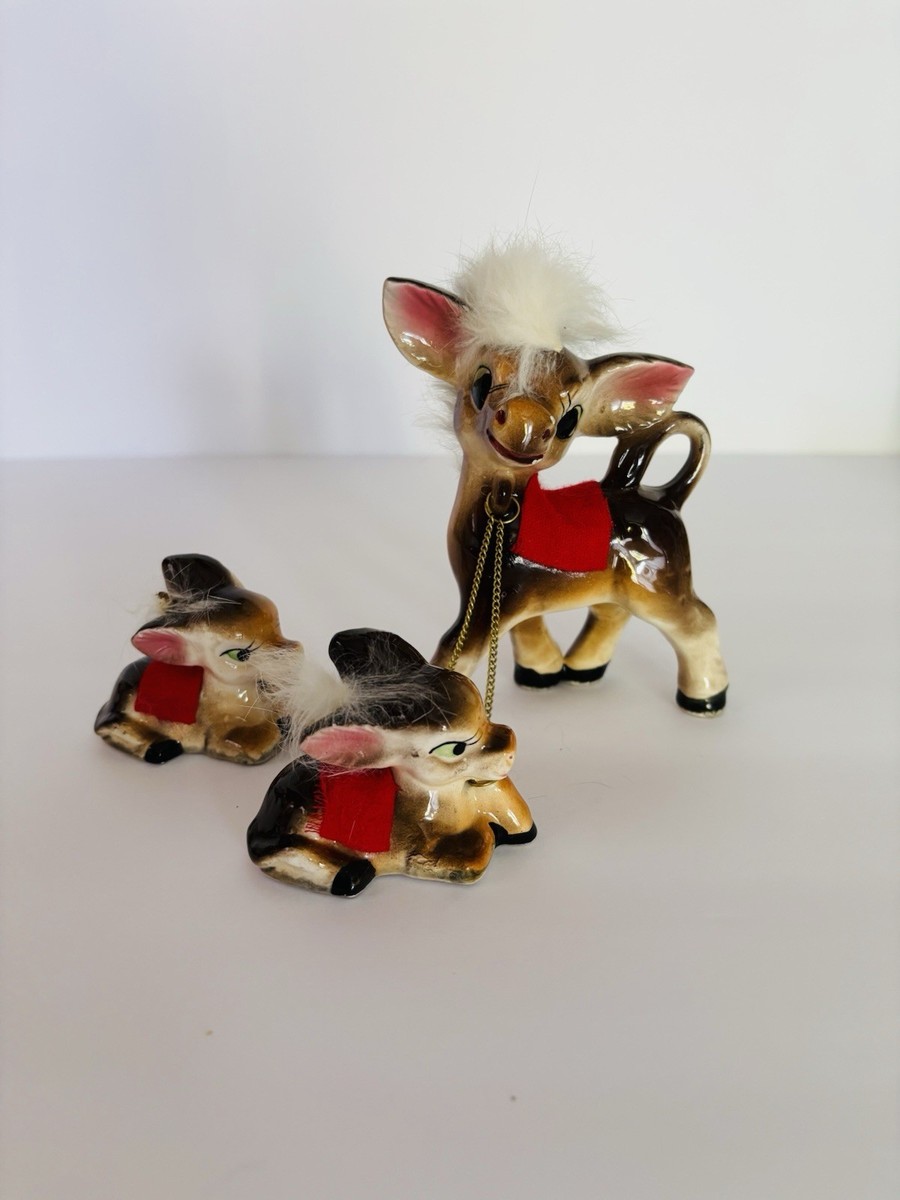 Donkey Family Ceramic Vtg Farm Animal Chain Babies Arnart