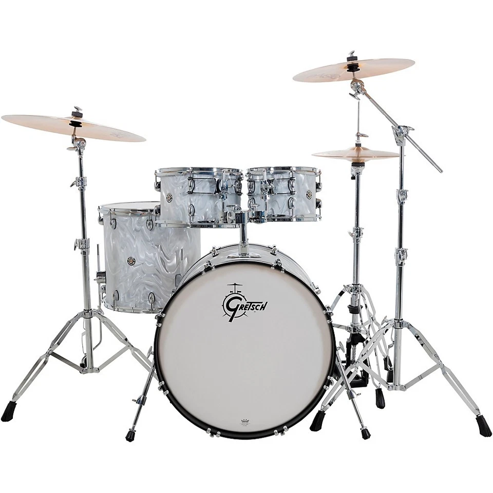 Gretsch Drums Catalina Club Paquete de 4 Piezas con Tambor Bajo 22" Blanco Llama Satinada Foto 2 de 4