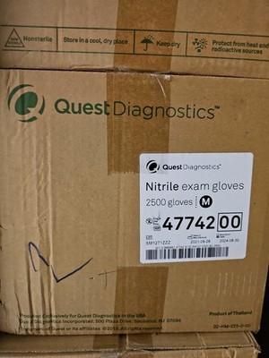 Quest Diagnostic Medium 47742 Nitrile Ecam Gloves 2500 Ct