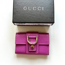 GUCCI Key Case D-Ring Fuchsia Purple Excellent Condition Leather