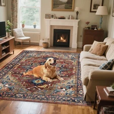 6x9 Large Washable Area Rug for Livingroom - Non-Slip Durable Carpet in Vinta...