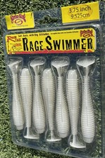 Strike King Rage Swimmer 3.75” Soft Plastic Swimbaits Pearl White New