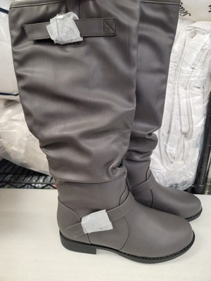 Journee Collection Stormy Knee High Riding Boots - Grey Size 12