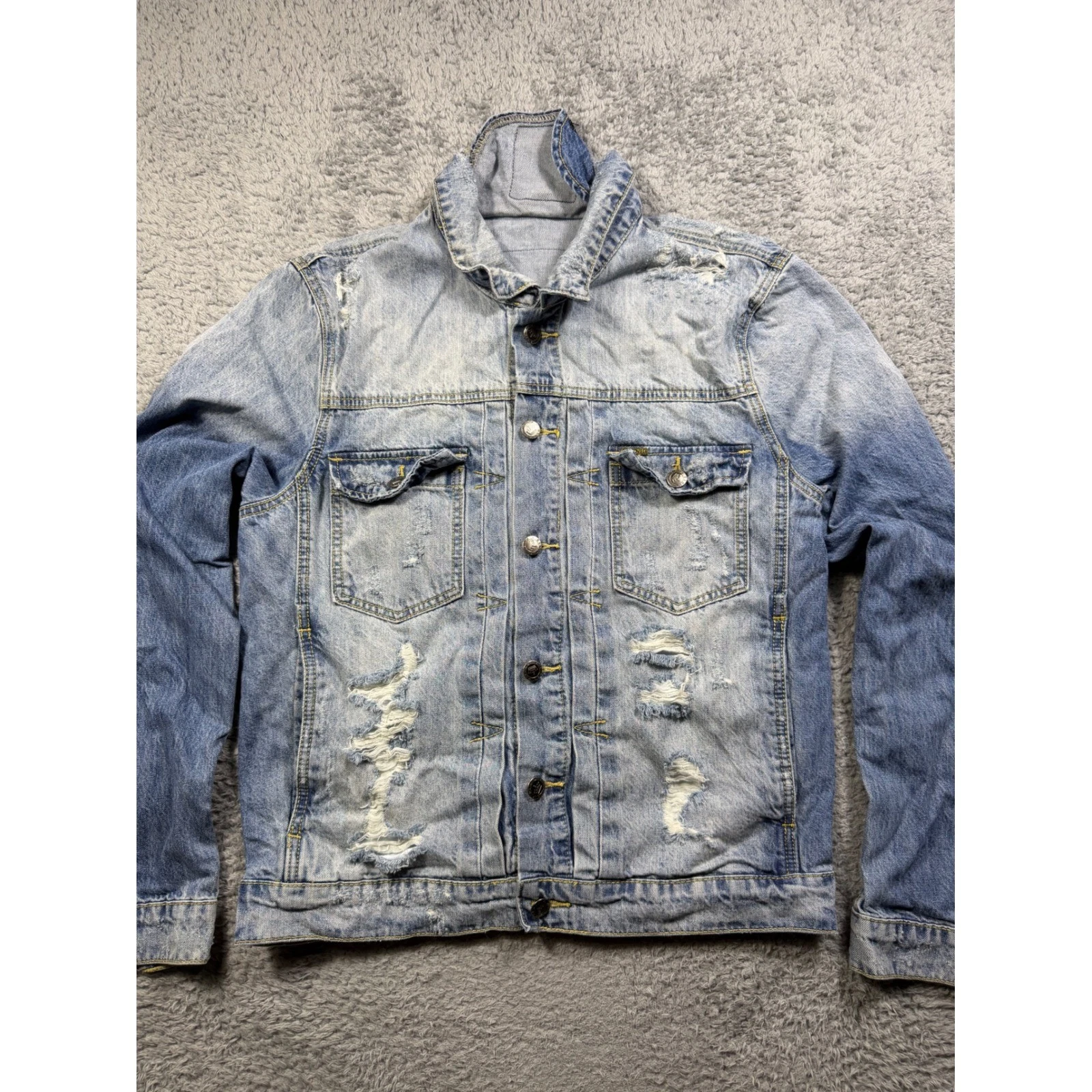 Posh NYC Metro Boomin Trap House Distressed Denim Jacket Light Wash Mens Small - product detail image 2
