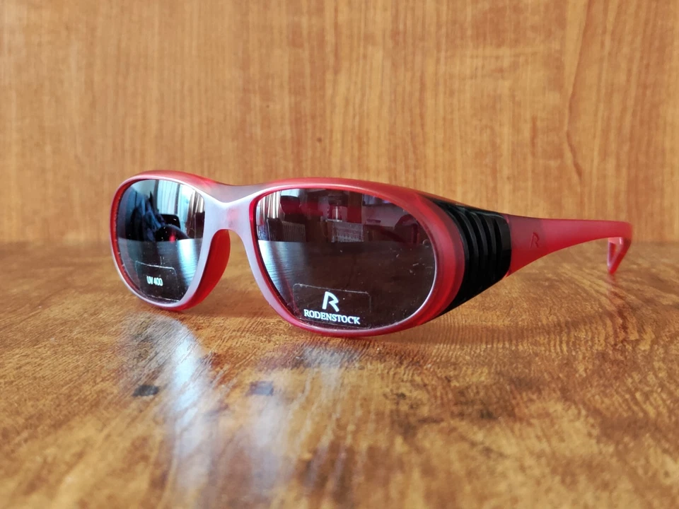 OCCHIALI DA SOLE SPORTIVI VINTAGE NOS RODENSTOCK ACETATO ROSSO MADE IN GERMAN... - Immagine 3 di 4