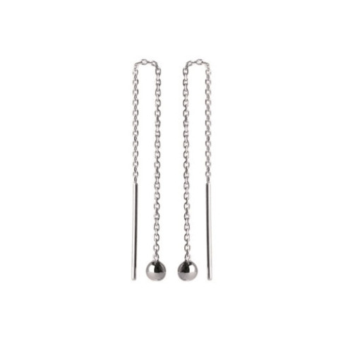 Boucles d'oreilles chaîne traversante argent massif 925 idée cadeau