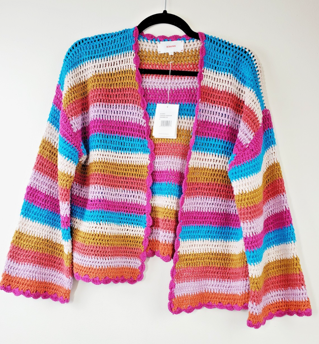 New Xirena Womens Large Carsyn Crochet Cardigan Sweater