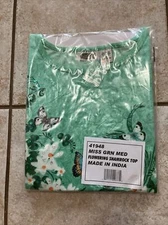 Vintage Collections Etc Women’s Green Rhinestone Butterfly Floral T Shirt Medium