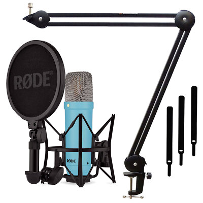 Rode NT1 Signature Blue Studio-Mikrofon Blau mit Gelenkarm-Stativ