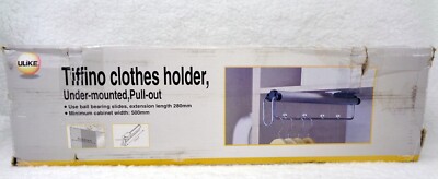 TIFFINO Stainless Under-Mount Pull-Out Retractable Closet Clothes Holder (NEW)