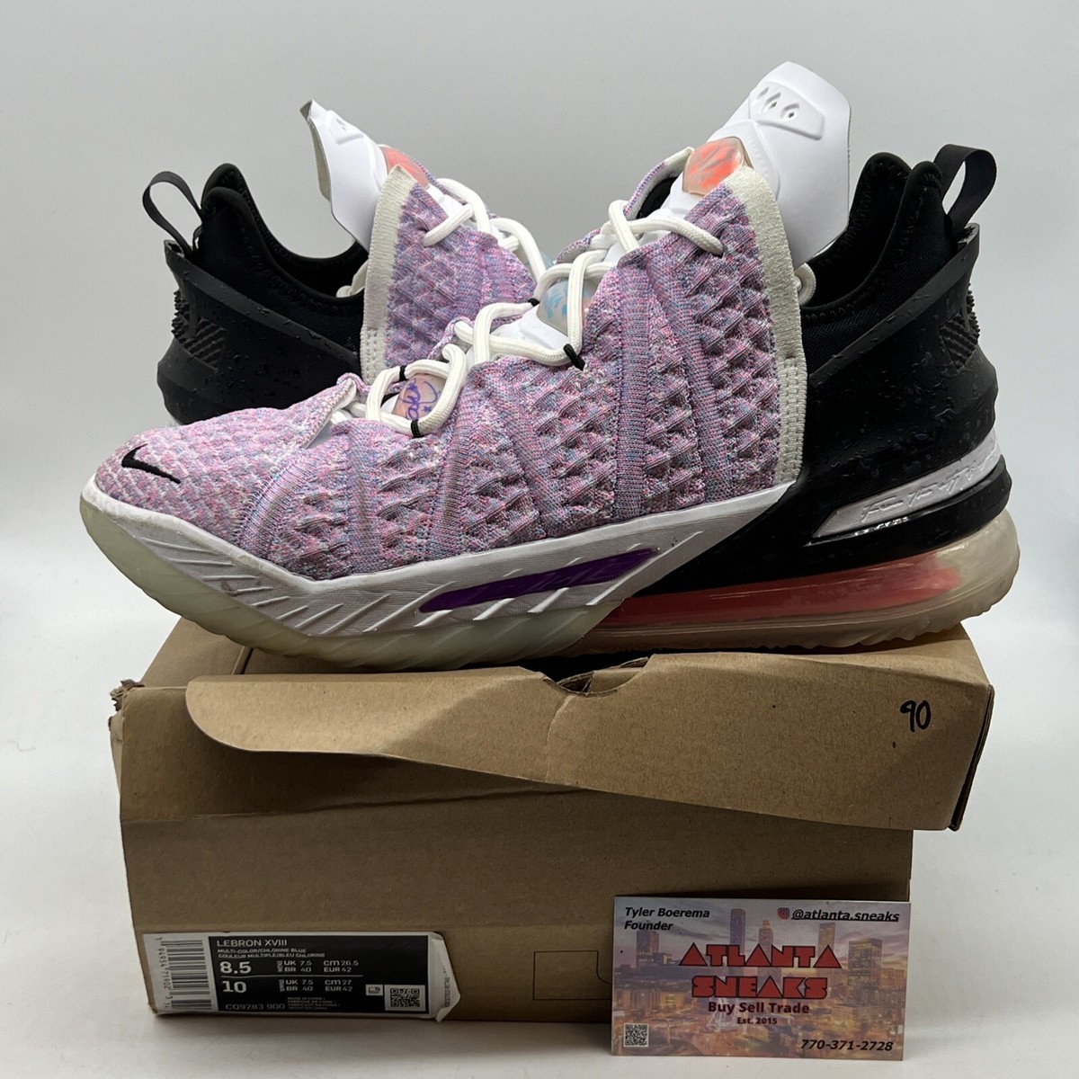 Size 8.5 - Nike LeBron 18 Graffiti Purple Black White (CQ9283-900