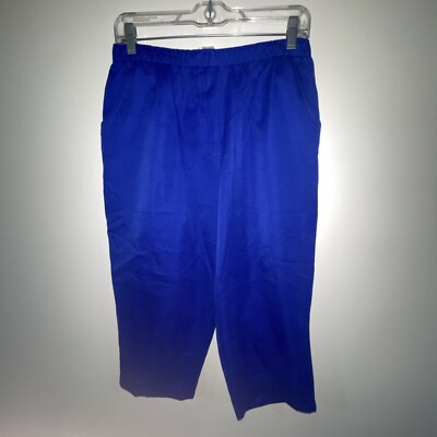 Alia Petite Capris Elastic Waist Pull On Pants Front Pockets Women's 12P  Blue