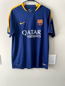 Nike Barcelona FC Football Soccer Jersey QATAR Airways Beko Blue Size Large  | eBay