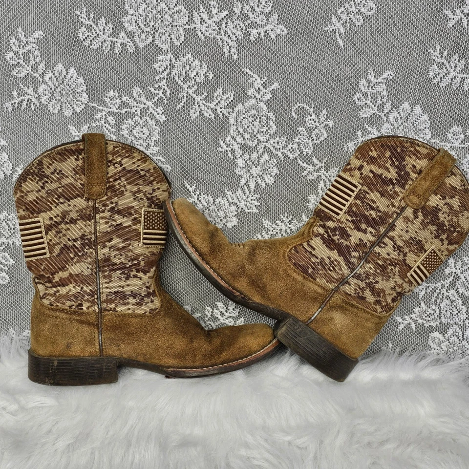 Ariat Sports Patriot Kids Youth Size 3.5 USA Flag Digital Camo Boots 10019913 - Image 3 of 4