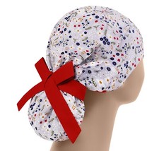 Scrub hats, nurse scrub cap, womens surgical hat, floral ponytail scrub cap