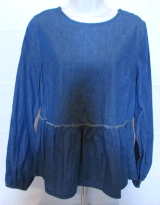 Universal Thread Women's Blue Baby Doll Blouse Small NWT