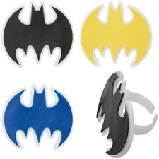 Batman Glow in the Dark Cupcake Toppers 24 Pack Bat Signal Cake Rings