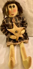 Primitive Doll With Star 23" Sitter Folk Art