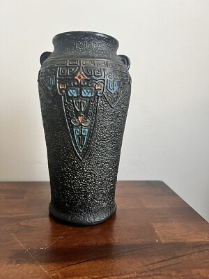 ●JAPANESE MODERN VINTAGE FLOWER VASE● Antique Royal Nippon Nishiki Hand Painted Moriage Floral and Sail