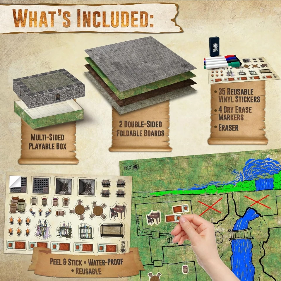 DnD Map Starter Kit For Dungeons & Dragons Game - 22” x 26" Double Sided - Image 3 of 4