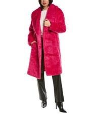 Badgley Mischka Rasha Faux Fur Double Button Coat Hot Pink Size Xl