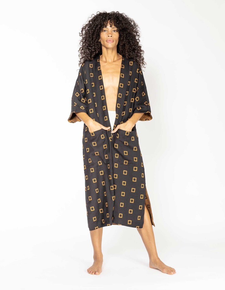 Ace & Jig black & gold Quad reversible Capella coat Sz small New