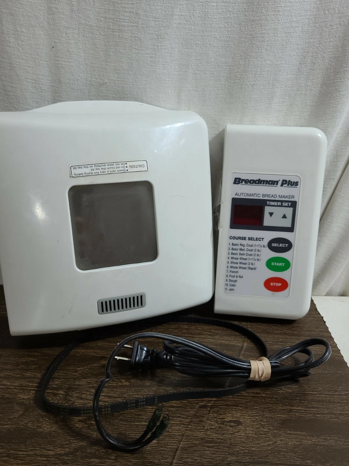 Breadman Plus Breadmaker Machine Lot Belt, Cord, Lid & Faceplate See Full Desc